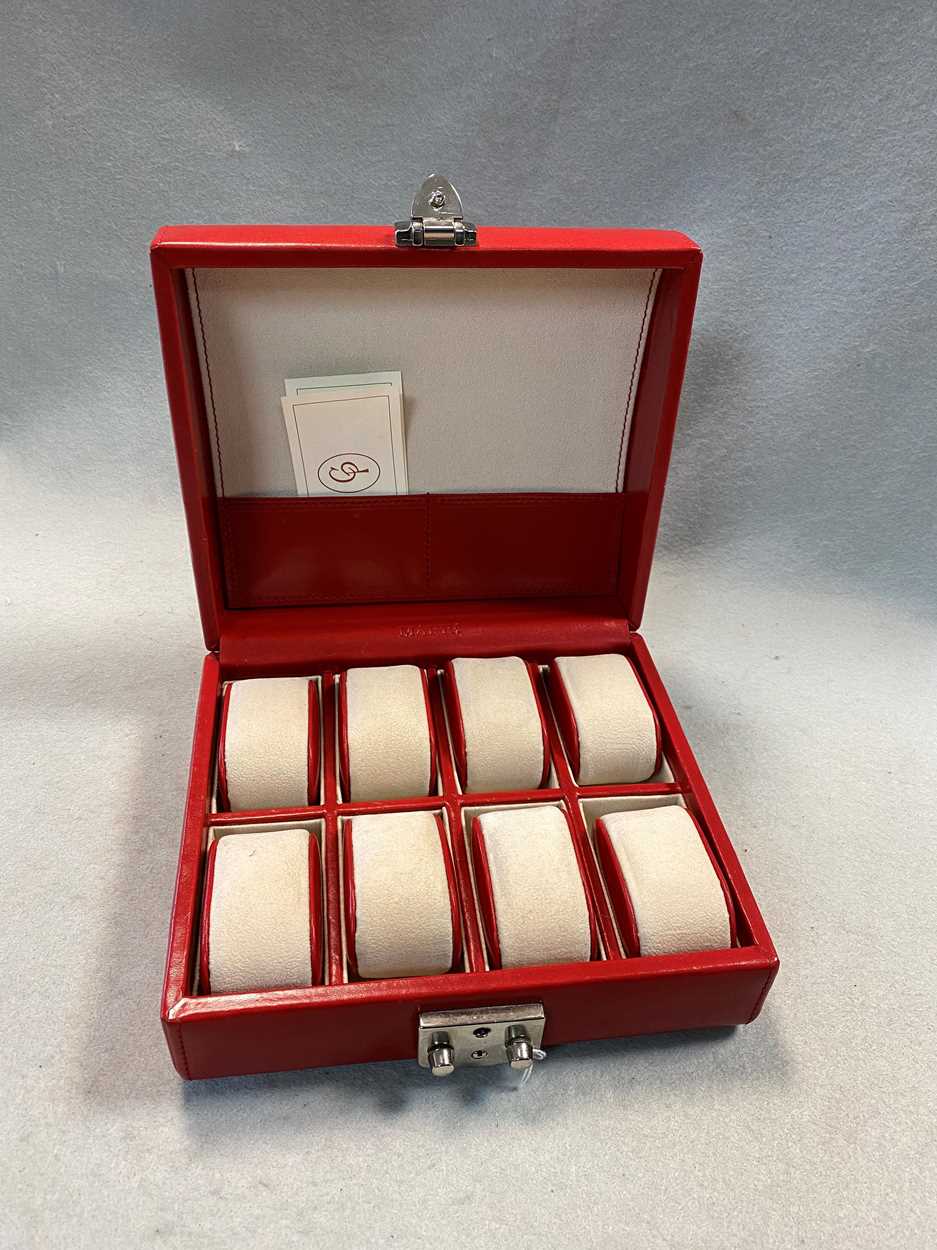 Lot 256 - Cepi Pelletterie - A handmade leather and suede travelling watch case