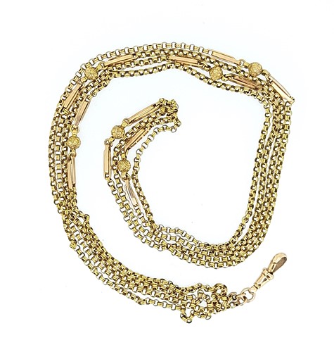 Lot 10 - An antique long guard chain