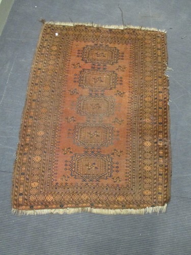Lot 600 - Two similar pink and green runners, c. 80 x...