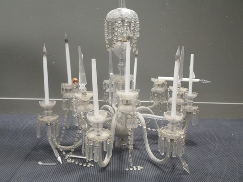 Lot 575 - A 20th century moulded glass twelve-branch...