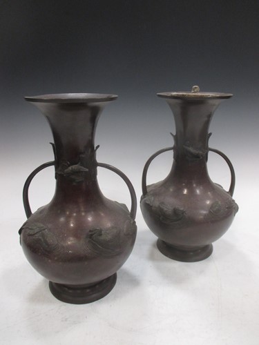 Lot 80 - A pair of early 20th century Japanese bronzed...