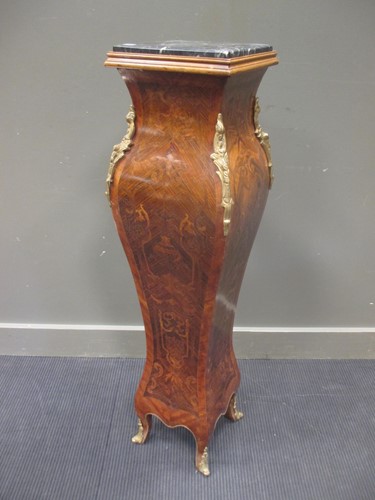 Lot 377 - A marble topped French Kingwood and brass...