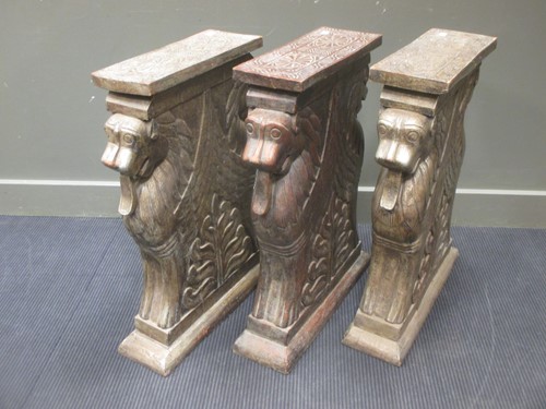 Lot 488 - A set of three eastern carved hardwood table...