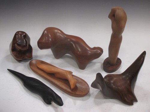 Lot 77 - A group of five signed abstract carvings by...