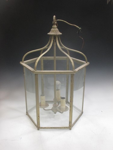 Lot 426 - `A hexagonal hall lantern 69cm high