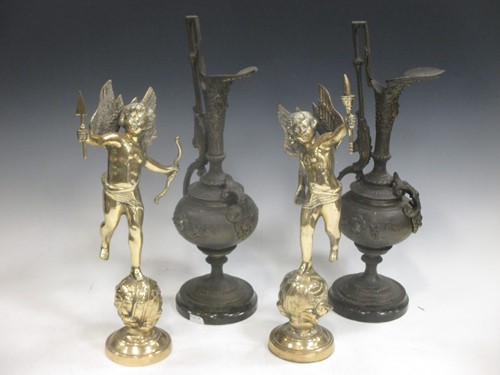 Lot 70 - A pair of bronzed ewers together with a pair...