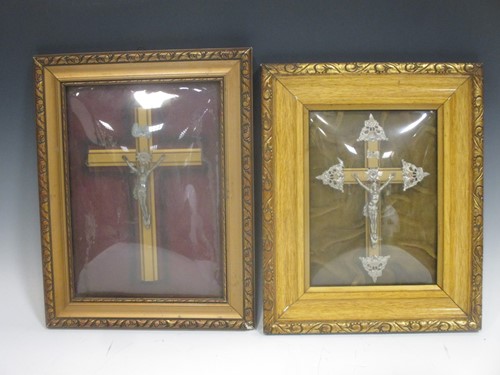 Lot 109 - An early 20th century framed metal crucifix...