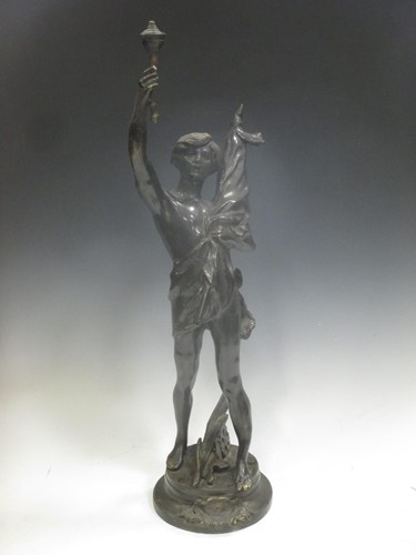 Lot 44 - A 20th century bronze of a boy holding a flag '...