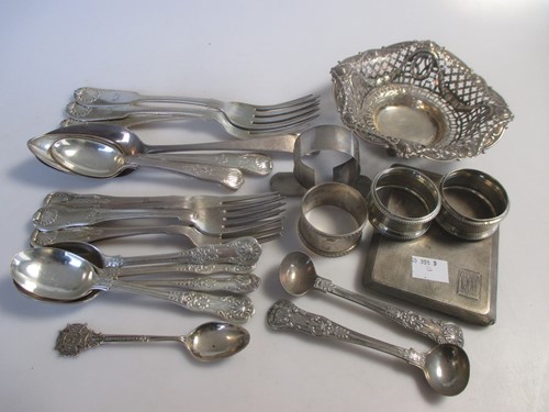 Lot 168 - A collection of silver flatware together with...