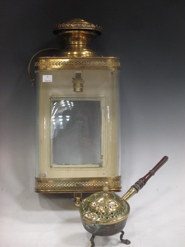 Lot 71 - Brass ships lantern 48cm high, together with a...