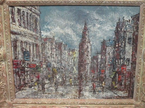 Lot 207 - French School, oil on canvas, Town scene with...