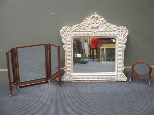 Lot 542 - A small oval hinged dressing table mirror, a...