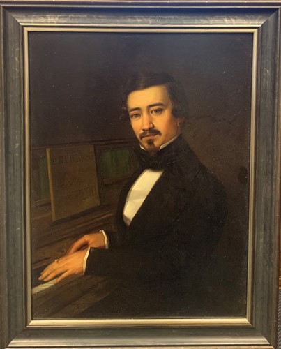 Lot 256 - Belgian School, Portrait of a pianist, signed...