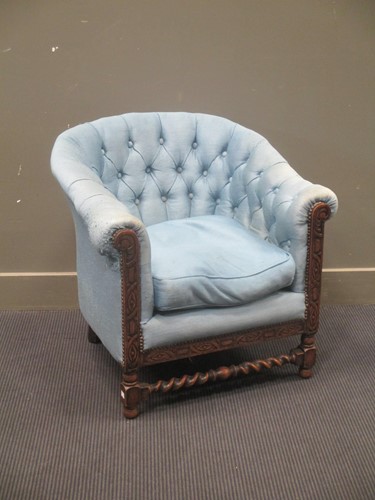Lot 370 - A Studded chesterfield-style chair, 70 x 73 x...