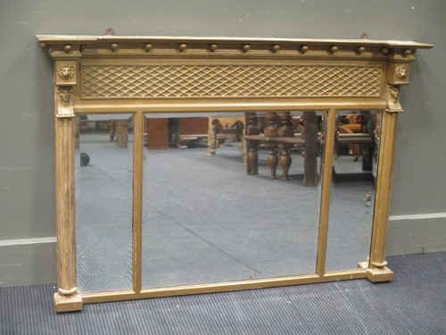 Lot 410 - Regency triple plate overmantle mirror (later...