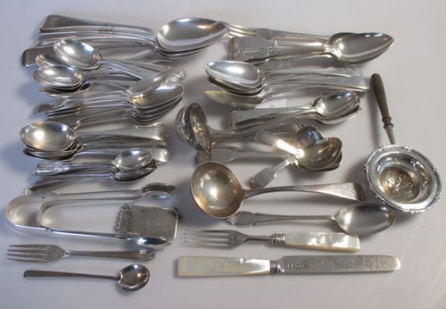 Lot 173 - A collection of assorted silver flatware,...