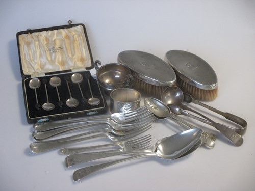 Lot 169 - A collection of silver flatware together with...