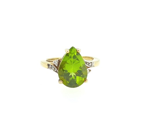 Lot 23 - Two gold dress rings, one set with morganite, the other with peridot