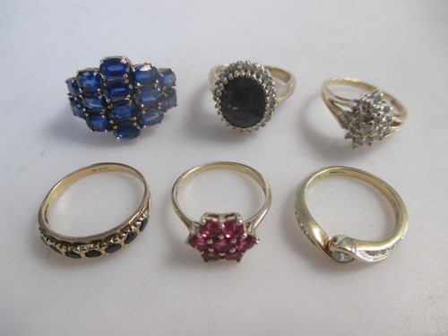Lot 149 - Two 9ct diamond set rings and a further four...