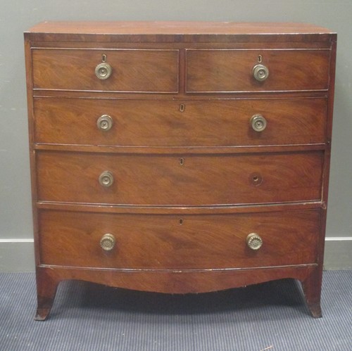 Lot 417 - A Regency mahogany bow front chest of drawers,...