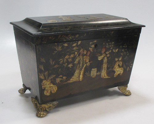 Lot 139 - Regency Lacquer tea caddy