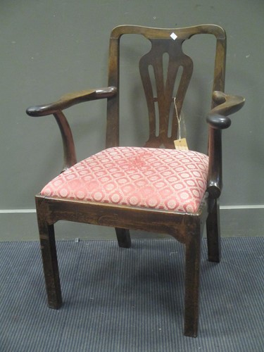 Lot 387 - A George III style oak desk armchair, on...