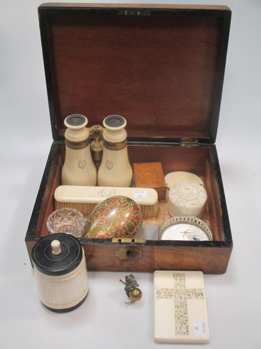 Lot 142 - A 19th century ivory card case together with a...