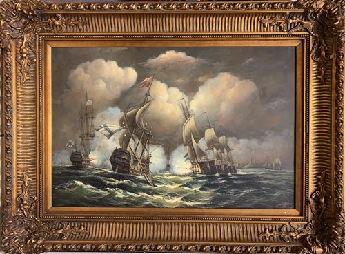 Lot 341 - Battle of Navarino, signed lower right 'Luigio'...
