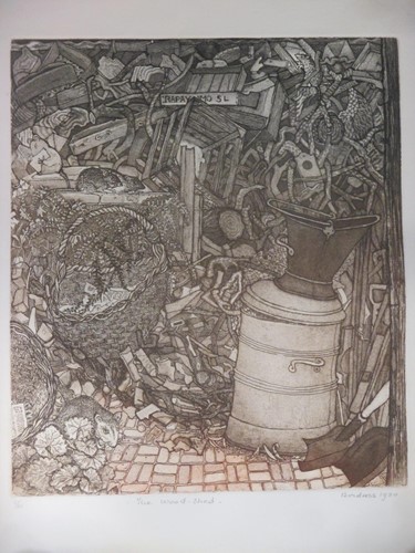 Lot 333 - A small signed woodcut by Ulla Frisch, another...