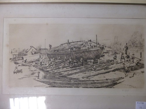 Lot 333 - A small signed woodcut by Ulla Frisch, another...
