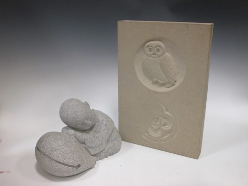 Lot 97 - A granite carving of a sleeping child, 29cm...