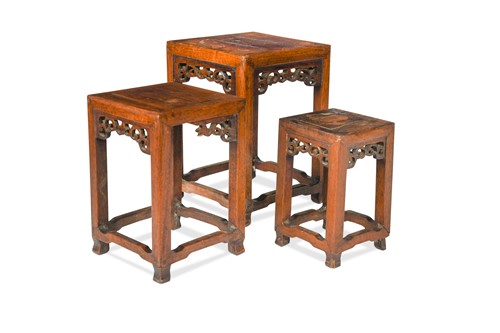 Lot 104 - A nest of three small Chinese hardwood stands