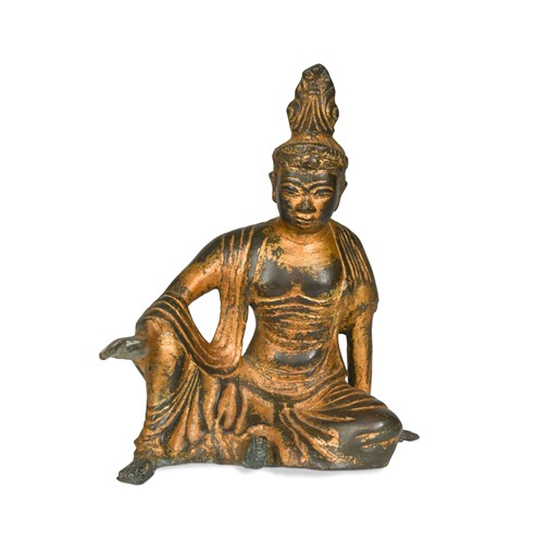Lot 381 - A Japanese gilt bronze seated Buddha
