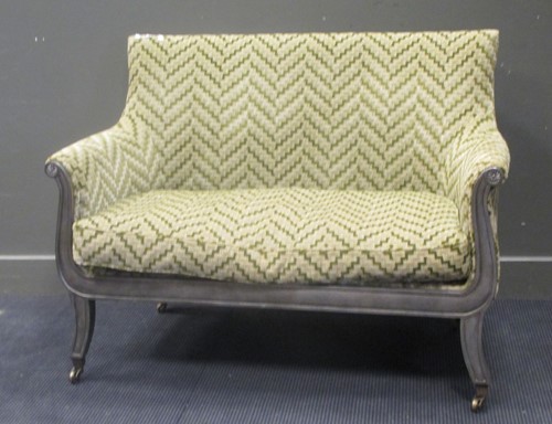 Lot 477 - A Regency style two-seat settee with silvered...