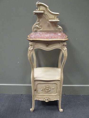 Lot 457 - A French marble topped painted bedside 122 x...
