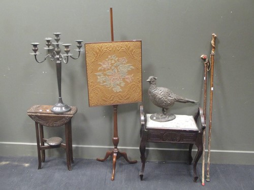 Lot 376 - A bronze effect model of a pheasant, two...