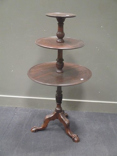 Lot 492 - A 19th century three-tier mahogany dumb waiter