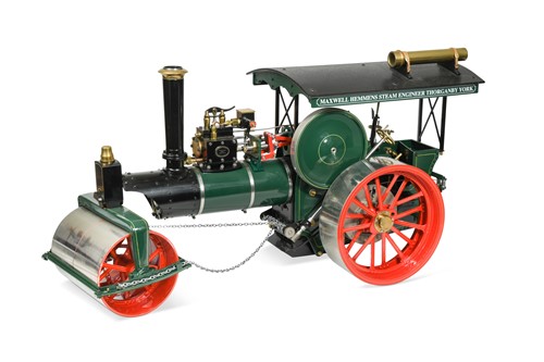 Lot 628 - A precision built 1 inch scale live steam model of a Road Roller Engine by Maxwell Hemmens, 1995