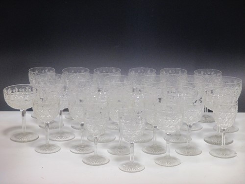 Lot 90 - A part suite of Edwardian cut-glass wine glasses