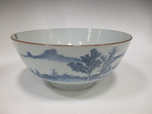 Lot 88 - A Chinese blue and white landscape painted...