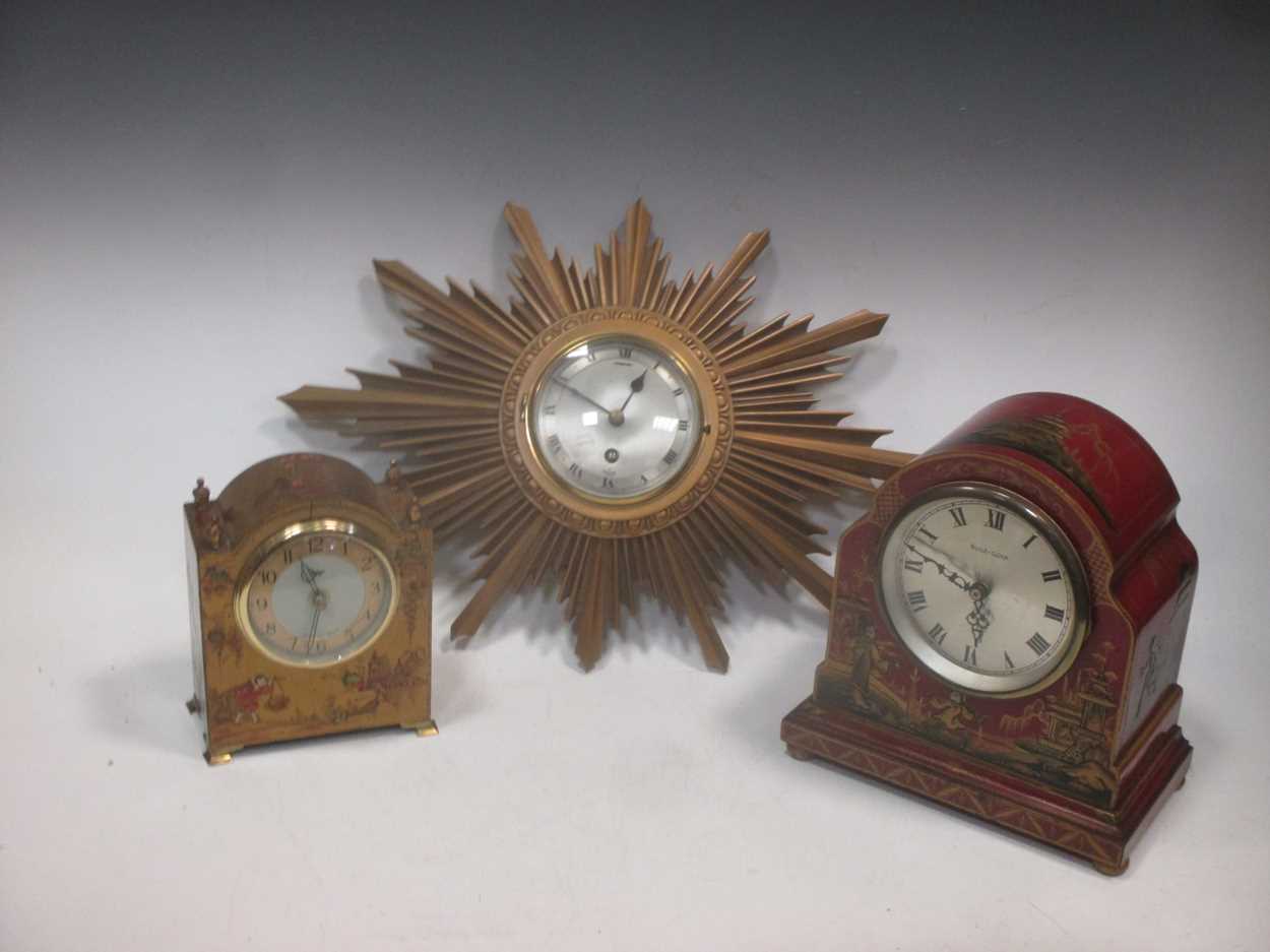 Lot 44 - Two Chinoiserie case mantel clocks with...