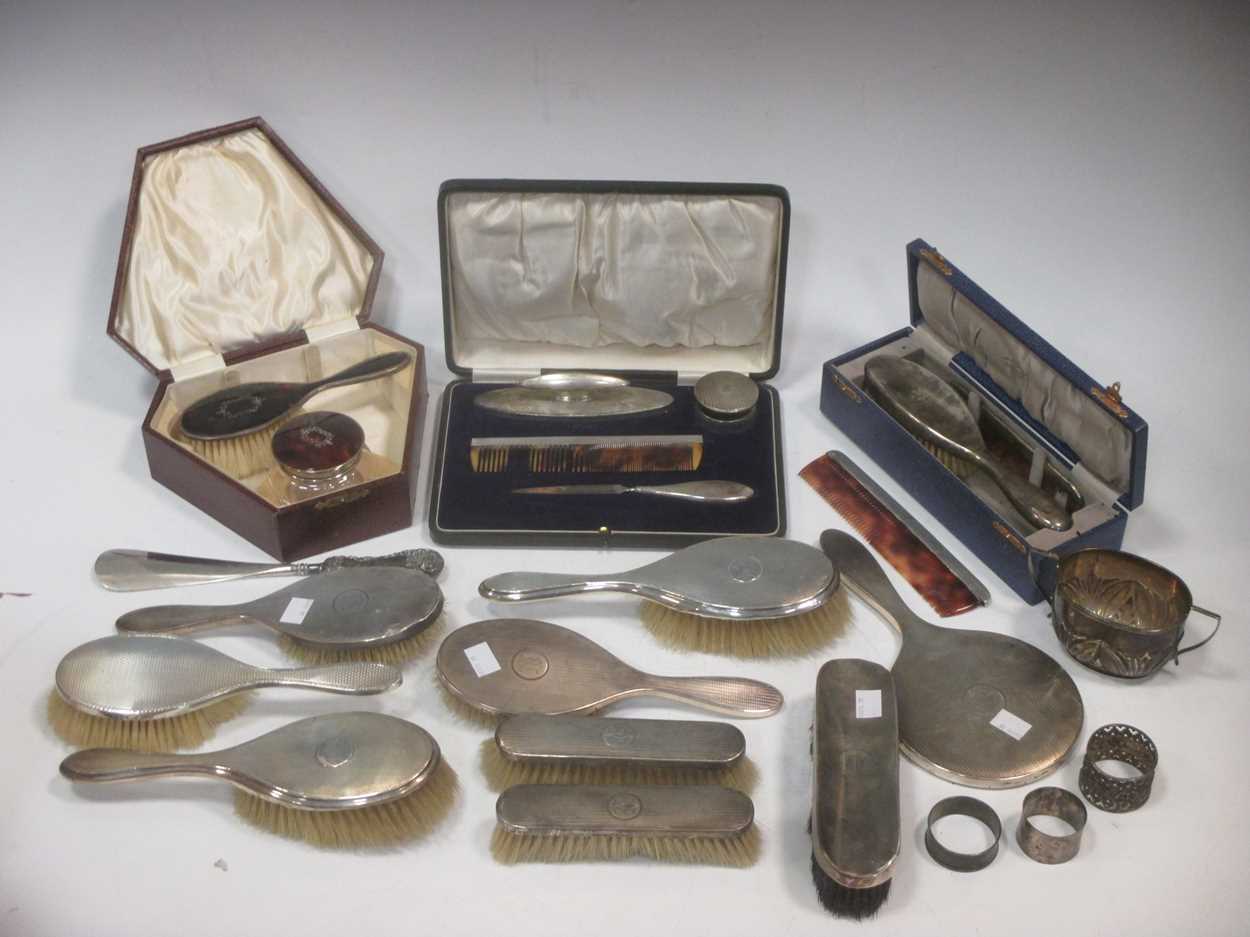 Lot 199 - An incomplete silver manicure set; together...