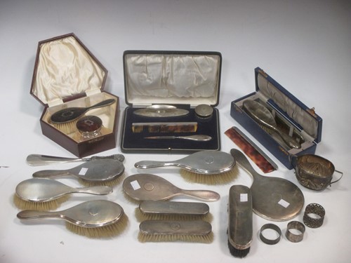 Lot 199 - An incomplete silver manicure set; together...