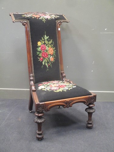 Lot 308 - A Victorian mahogany prie dieu chair with...
