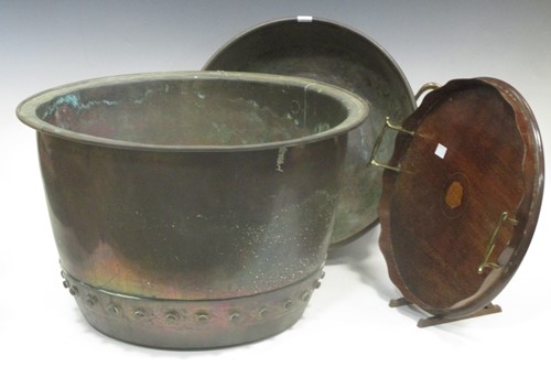 Lot 103 - A copper jardinière, a small circular mahogany...
