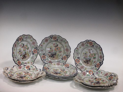 Lot 114 - A Japanese floral enamelled lobed dish, a KPM...