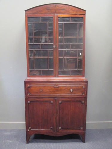 Lot 349 - A Regency mahogany secretaire bookcase, 223 x...
