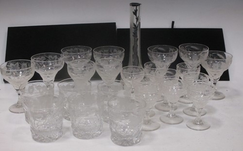 Lot 88 - A suite of vine decorated glassware,...