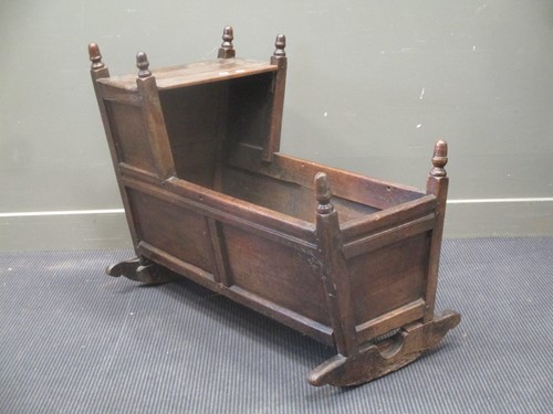 Lot 340 - An 18th century oak rocking cradle, 78 x 96 x...