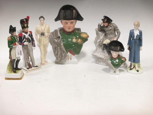 Lot 135 - Four Continental porcelain models of Napoleon;...